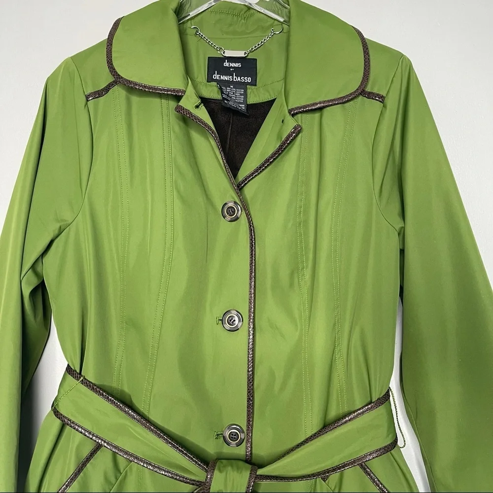 Dennis Basso green/BrownTrim Coat Jacket - Picture 3 of 11